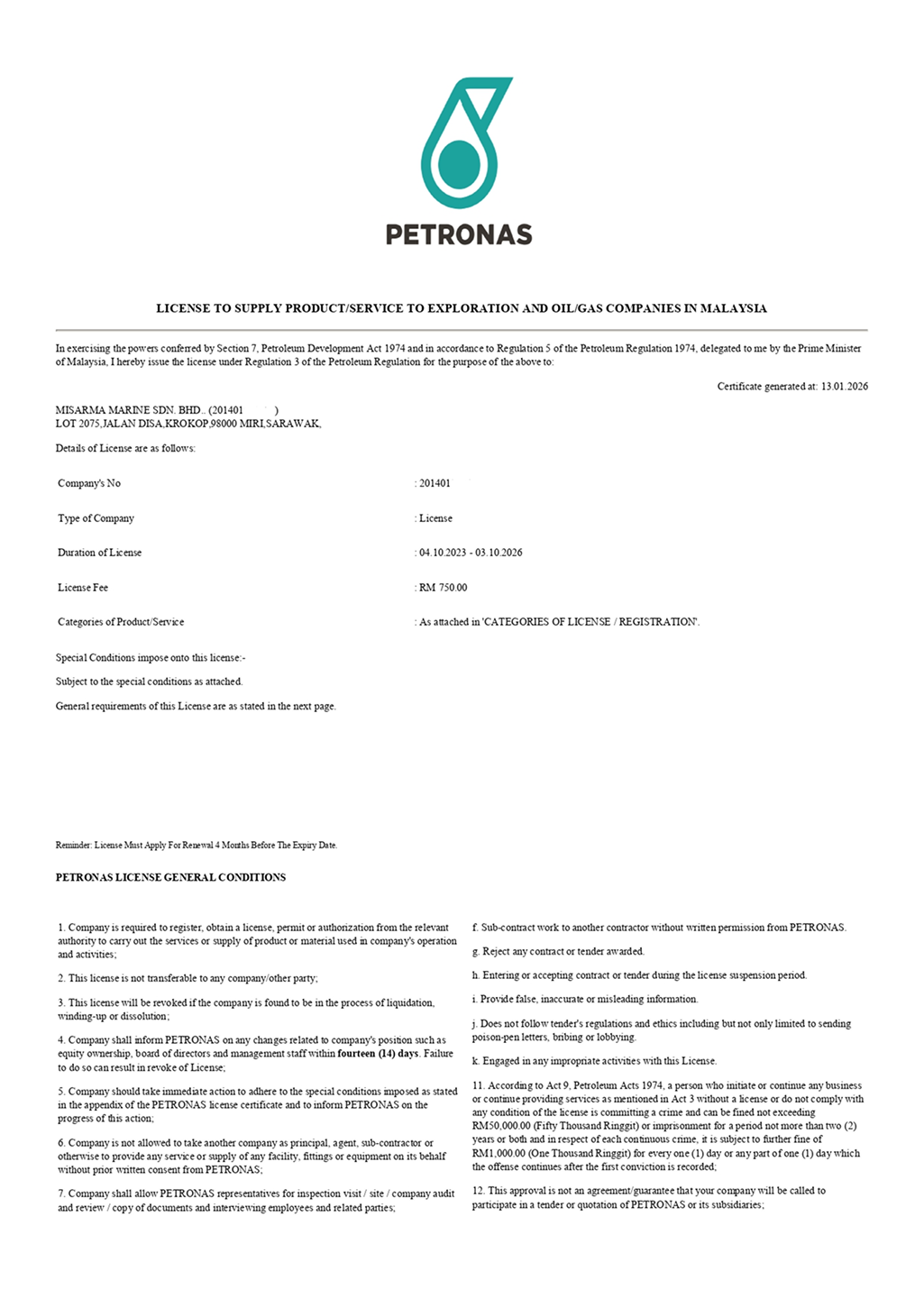 PETRONAS Certification
